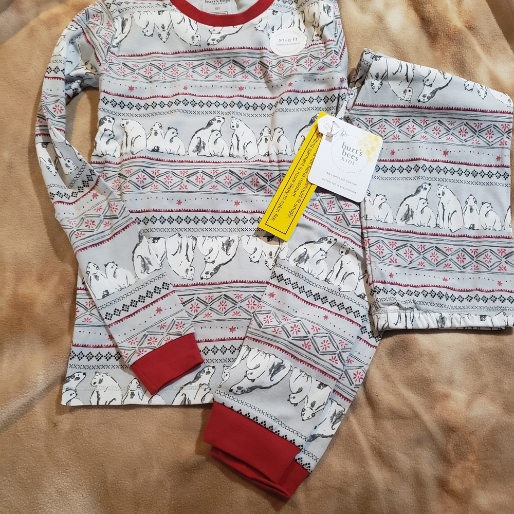 Burt's Bees Baby Gray and Red Polar Bear Pajama Set